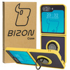 Etui z uchwytem na palec Bizon Case Hybrid Ring do Galaxy Z Flip5, przydymione z żółtą ramką