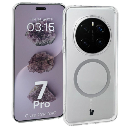 Etui z pierścieniem magnetycznym Bizon Case CrystalO do Honor Magic7 Pro, przezroczyste