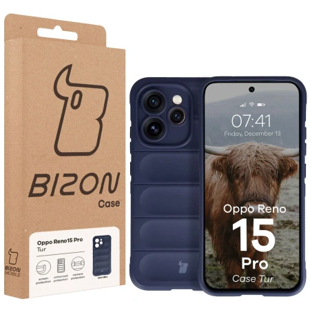 Pancerne etui Bizon Case Tur do Oppo Reno 15 Pro, granatowe