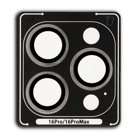 Szkło hartowane na aparat z aplikatorem Bizon Glass Snap Lens do iPhone 16 Pro/16 Pro Max, 1 zestaw, szara ramka