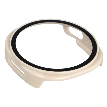 Etui ze szkłem do zegarka Bizon Case+Glass Watch do Samsung Galaxy Watch 8 40 mm, beżowe