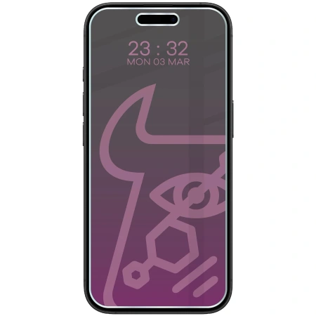 Prywatyzujące szkło hybrydowe Bizon Glass Mule Shadow do iPhone 16 Plus, matowe