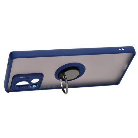 Etui z uchwytem na palec Bizon Case Hybrid Ring do Motorola Edge 30 Ultra, przydymione z granatową ramką
