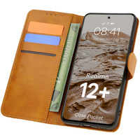 Etui z klapką Bizon Case Pocket do Realme 12+, brązowe