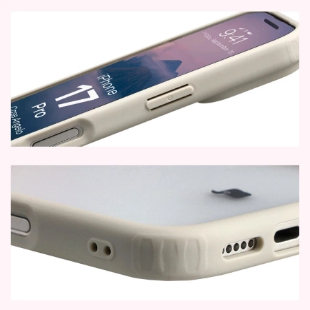 Etui Bizon Case Angelo do iPhone 17 Pro, półprzezroczyste z beżową ramką