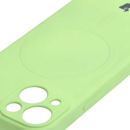 Etui Bizon Case Silicone Magnetic Sq do Apple iPhone 13 Mini, jasnozielone