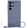 Silikonowe etui z pierścieniem magnetycznym Bizon Case Silicone Magnetic do Galaxy S25 Ultra, szare