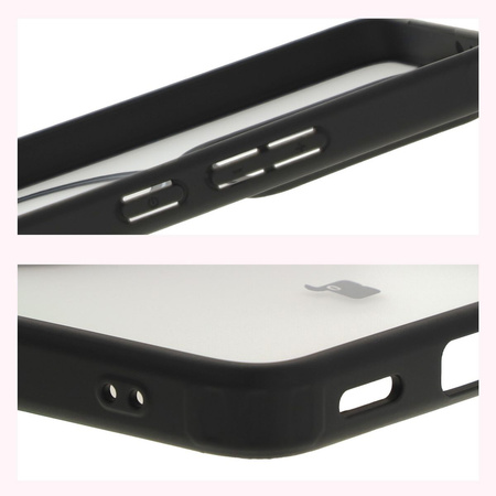 Etui z pierścieniem magnetycznym Bizon Case MatteO do Xiaomi 14T, półprzezroczyste z czarną ramką