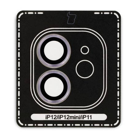 Szkło na aparat z aplikatorem Bizon Glass Snap Lens do iPhone 12 /12 Mini/11, 1 zestaw, fioletowa ramka