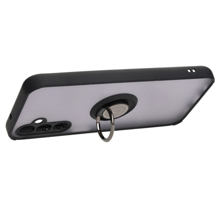 Etui z uchwytem na palec Bizon Case Hybrid Ring do Galaxy M14 5G, przydymione z czarną ramką