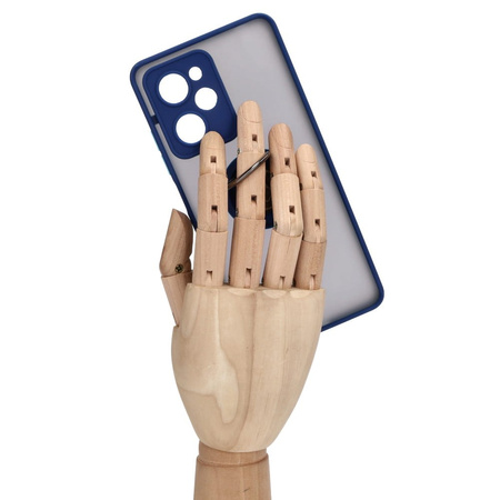 Etui z uchwytem na palec Bizon Case Hybrid Ring do Xiaomi Poco X5 Pro, przydymione z granatową ramką