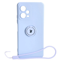 Etui Bizon Case Silicone Ring Sq do Xiaomi Redmi Note 12 5G/Poco X5, jasnofioletowe