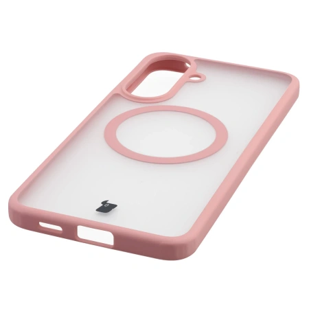 Etui z pierścieniem magnetycznym Bizon Case MatteO do Galaxy A57 5G, przydymione-jasnoróżowe