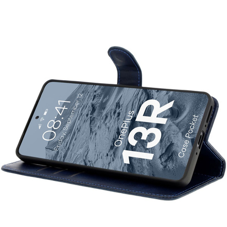 Etui z klapką Bizon Case Pocket do OnePlus 13R, granatowe
