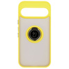 Etui z uchwytem na palec Bizon Case Hybrid Ring do Google Pixel 9 / 9 Pro, przydymione z żółtą ramką