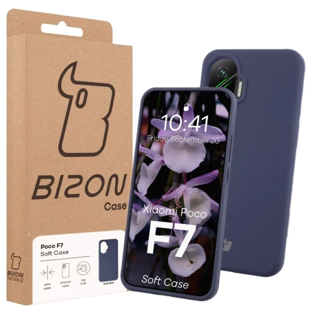 Silikonowe etui Bizon Soft Case do Xiaomi POCO F7, ciemnoniebieskie