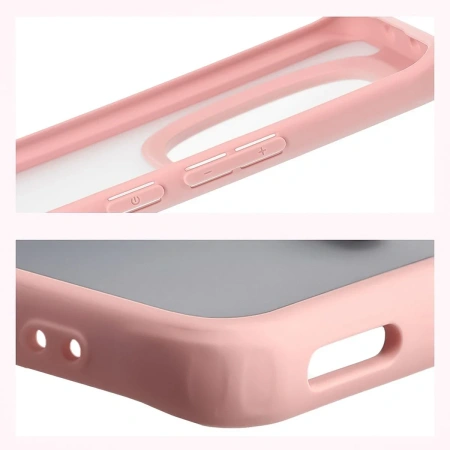 Etui Bizon Case Angelo do Xiaomi Redmi Note 15 / POCO M8 5G, półprzezroczyste z jasnoróżową ramką