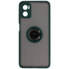 Etui z uchwytem na palec Bizon Case Hybrid Ring do Motorola Moto E22 / E22i, przydymione z ciemnozieloną ramką
