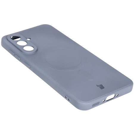 Silikonowe etui z pierścieniem magnetycznym Bizon Case Silicone Magnetic Sq do Galaxy A56 5G, szare