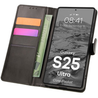 Etui z klapką Bizon Case Pocket do Galaxy S25 Ultra, czarne