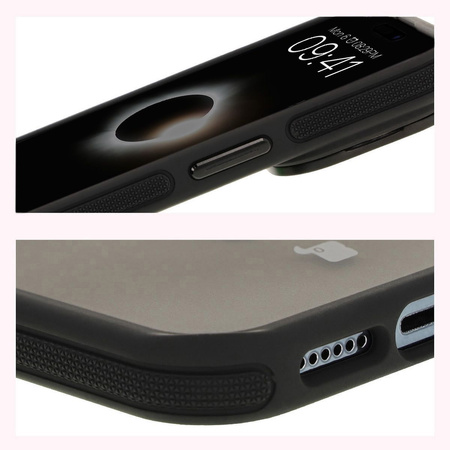 Etui z podstawką i pierścieniem magnetycznym Bizon Case Eclipse do iPhone 14 Pro Max, przydymione z czarną ramką