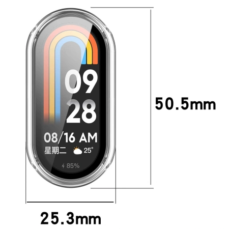 Etui ze szkłem do zegarka Bizon Case Watch Adamo do Xiaomi Smart Band 10, przeźroczyste