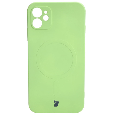 Etui silikonowe z pierścieniem magnetycznym Bizon Case Silicone Magnetic do iPhone 11, jasnozielone