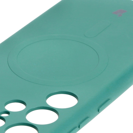 Etui silikonowe z pierścieniem magnetycznym Bizon Case Silicone Magnetic do Galaxy S23 Ultra, ciemnozielone