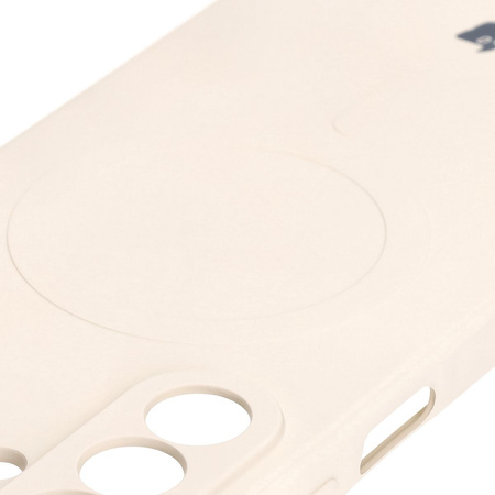 Silikonowe etui z pierścieniem magnetycznym Bizon Case Silicone Magnetic Sq do Galaxy A26 5G, beżowe