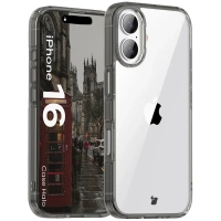 Etui Bizon Case Halo do iPhone 16, przydymione-czarne
