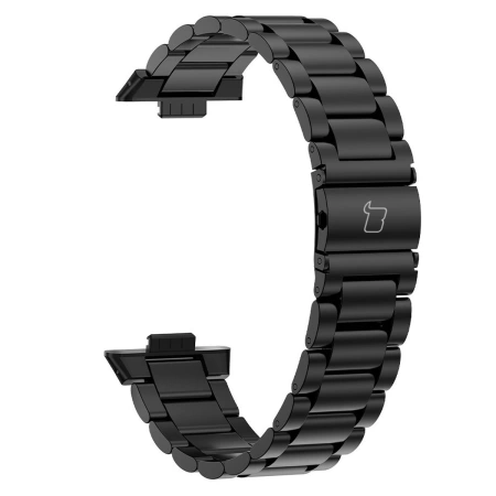 Pasek ze stali nierdzewnej Bizon Strap Watch Aura do Huawei Watch Fit 4 Pro/Fit 4/Fit 3, czarny