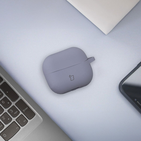 Silikonowe etui z karabińczykiem Bizon Case Headphone Silicone do Galaxy Buds 3/3 Pro/3 FE, szare