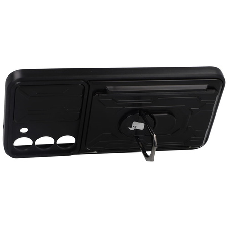 Etui Bizon Case Camshield Card Slot Ring do Galaxy S23 Plus, czarne