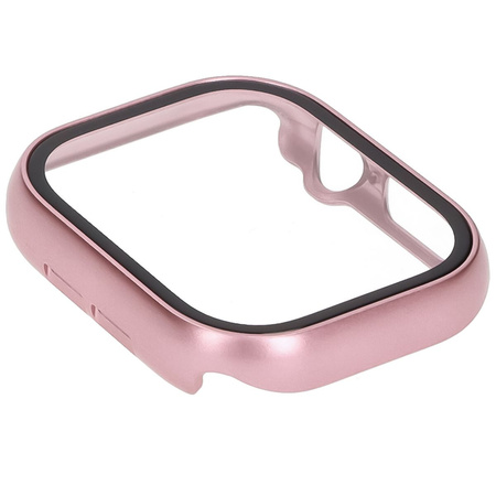 Etui ze szkłem do zegarka Bizon Case+Glass Watch do Apple Watch 10 42mm, jasnoróżowe