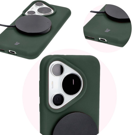 Silikonowe etui Bizon Soft Case do Huawei Pura 70 Pro / Pro+, ciemnozielone