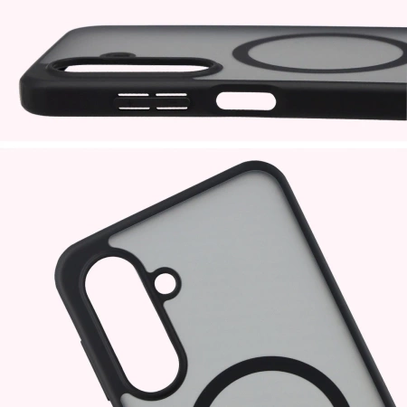 Etui z pierścieniem magnetycznym Bizon Case MatteO do Galaxy A17 5G, przydymione-czarne