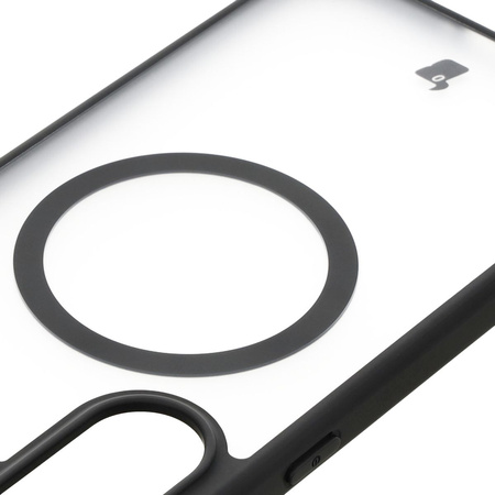 Etui z pierścieniem magnetycznym Bizon Case MatteO do Galaxy A36 5G, półprzezroczyste z czarną ramką