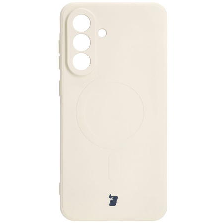 Silikonowe etui z pierścieniem magnetycznym Bizon Case Silicone Magnetic Sq do Galaxy A56 5G, beżowe