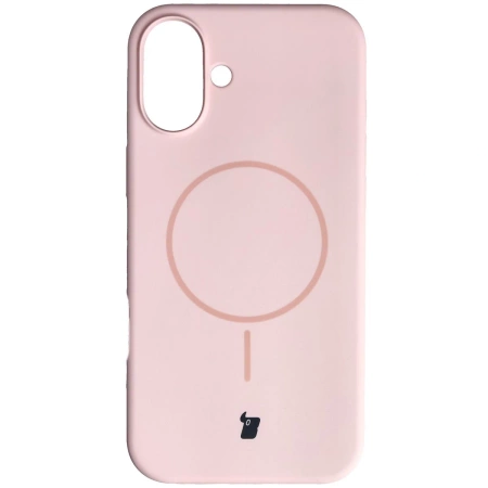 Silikonowe etui z pierścieniem magnetycznym Bizon Soft Case Magnetic do iPhone 16 Plus, jasnoróżowe