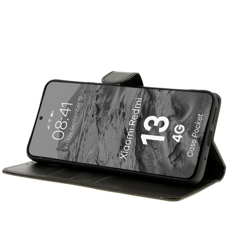 Etui z klapką Bizon Case Pocket do Xiaomi Redmi 13 4G, czarne
