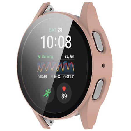 Etui ze szkłem do zegarka Bizon Case+Glass Watch do Galaxy Watch 7 40 mm, różowe