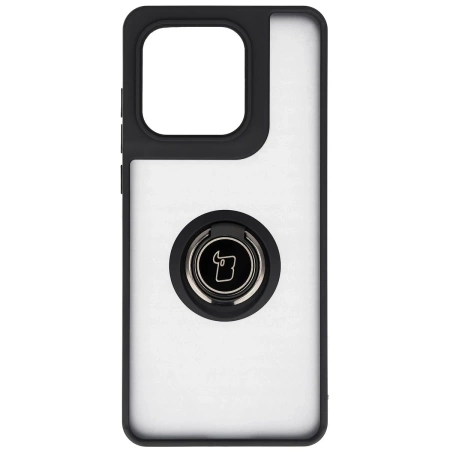 Etui z uchwytem na palec Bizon Case Hybrid Ring do Motorola Edge 60 Fusion / 60, przydymione z czarną ramką