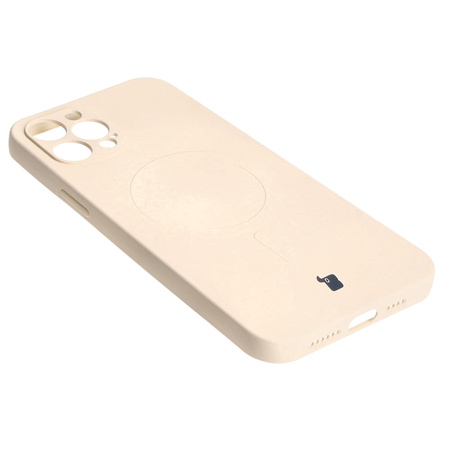 Etui silikonowe z pierścieniem magnetycznym Bizon Case Silicone Magnetic do iPhone 12 Pro Max, beżowe