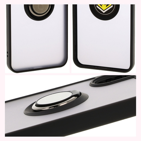 Etui z uchwytem na palec Bizon Case Hybrid Ring do Galaxy A26 5G, przydymione z czarną ramką