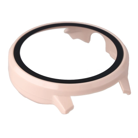 Etui ze szkłem do zegarka Bizon Case+Glass Watch do Garmin Venu 4 45 mm, różowe