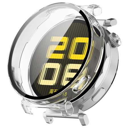 Etui ze szkłem do zegarka Bizon Case Watch Adamo do Huawei Watch GT 5 Pro 42 mm, przeźroczyste