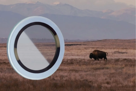 Szkło na aparat z aplikatorem Bizon Glass Snap Lens do iPhone 17, 1 zestaw, niebieskoszara ramka