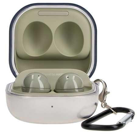 Etui Bizon Case Headphone Clear do Galaxy Buds Live / Pro / Buds2 / Buds2 Pro / Buds FE, przezroczysto-czarne