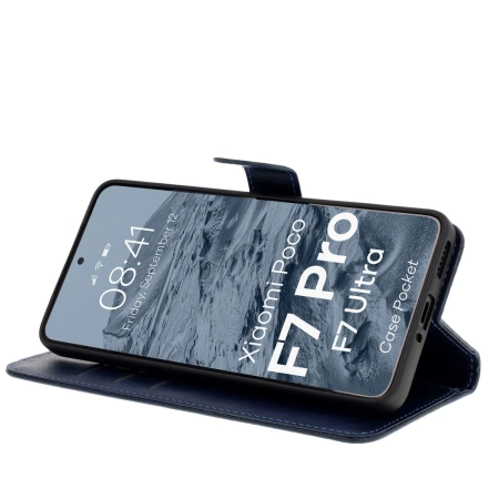 Etui z klapką Bizon Case Pocket do Xiaomi POCO F7 Pro / F7 Ultra, granatowe