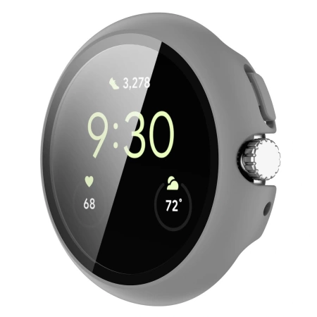 Etui ze szkłem do zegarka Bizon Case Watch Adamo do Google Pixel Watch 4 41 mm, matowe szare